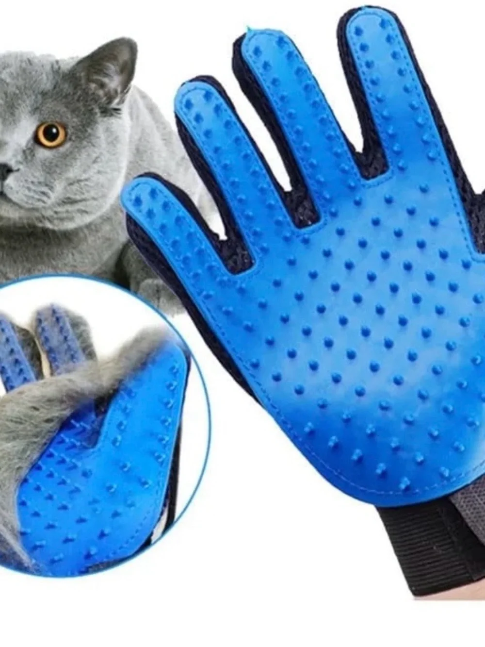 Amazon Blue and Black Pet Grooming Glove for Dogs & Cats